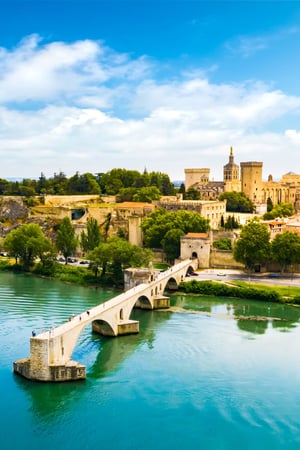 Saint Benezet bridge and Rhone in Avignon France