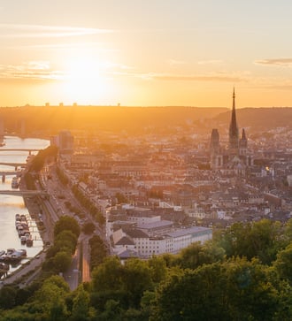 Sunset over Rouen, France