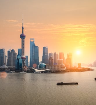 Sunset over Shanghai, China