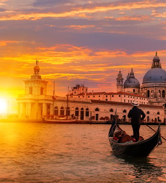 Gondola in Venice at sunset