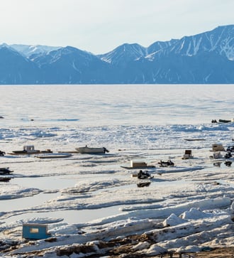 Qaamutiiks in spring ice, Pond Inlet, Canada
