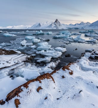 Icy landscape in Spitsbergen, Svalbard archipelago
