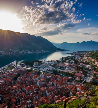 Sunrise over the Bay of Kotor, Montenegro