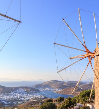 Windmills on Patmos, Greece