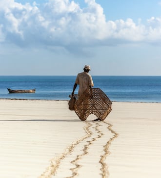 Fisherman on the beach near Mombasa