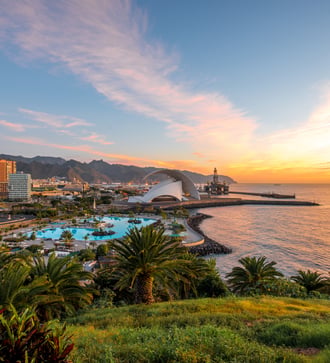 Sunset over Santa Cruz de Tenerife, Spain