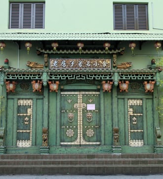 Old temple door in George Town, Penang