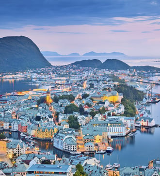 Aerial view of Alesund, Norway