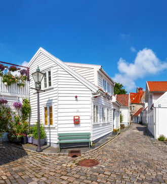 White houses in old Stavanger, Norway