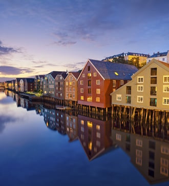 Trondheim waterfront in the evening, Norway