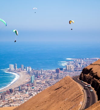 Paragliders over Iquique, Chile