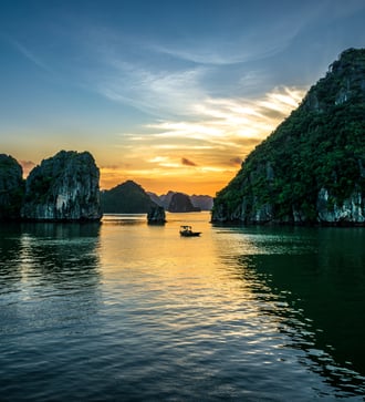 Sunset over Halong Bay, Vietnam