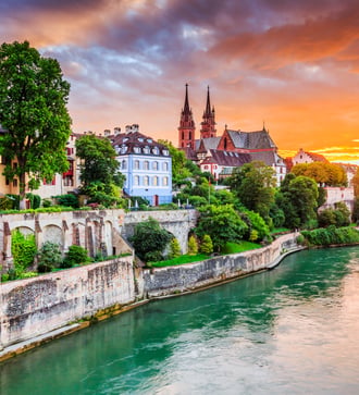 Rhine river, Basel old town, Switzerland