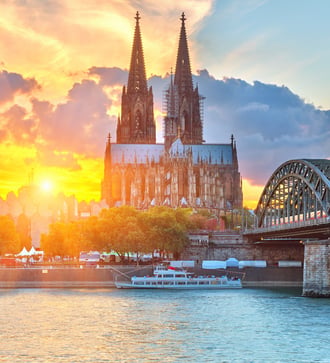 Sunset over Cologne cathedral, Germany