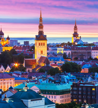 Tallinn old town by night, Estonia