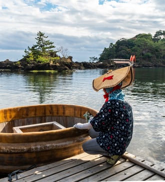 Tub boats on Sado Island, Japan