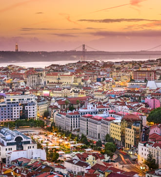 Lisbon skyline at sunset