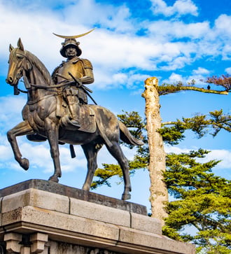 Date Matsumune statue in Sendai, Japan