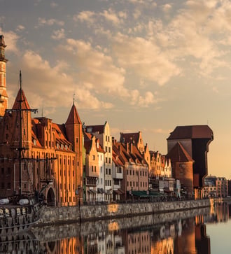Motlawa river in Gdansk, Poland