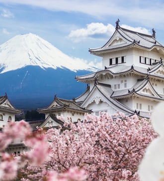 Himeji Castle and Mount Fuji, Japan
