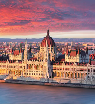 Sunrise over Parliament building, Budapest