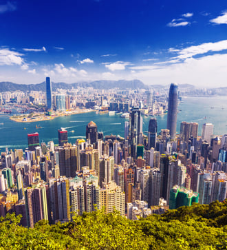 Aerial view of Hong Kong skyline