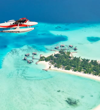 Sea plane over the Maldives