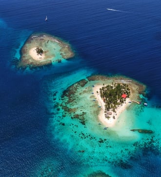 Aerial view of San Blas islands, Panama
