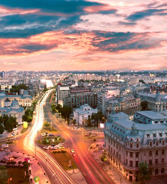 Sunset over Bucharest, Romania
