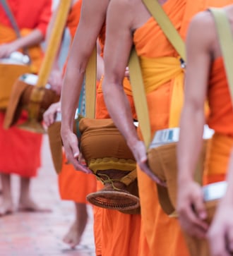 Alms giving in Luang Prabang, Laos