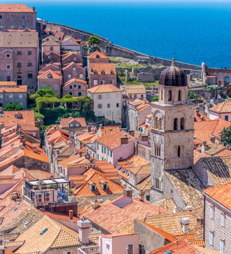 Tiled roofs of the Old Town in Dubrovnik, Croatia