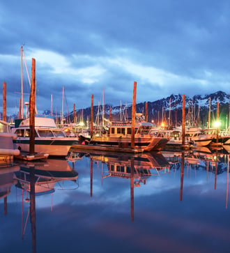 Seward harbour at night