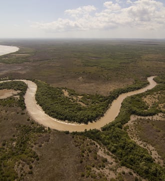 Aerial view of countryside around Darwin