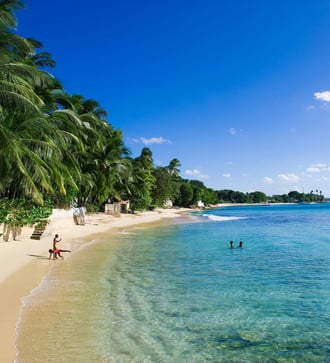 Children on the beach in Barbados