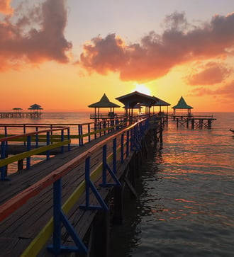 Sunrise at Kenjeran Beach, Surabaya, Indonesia