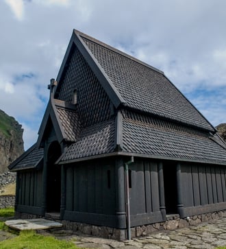 Black church in Heimaey, Westman Islands, Iceland