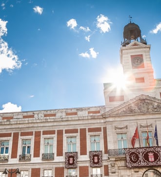 Clock tower in Puerto del Sol, Madrid
