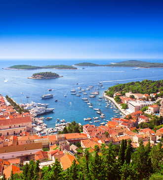Aerial view of Hvar harbour, Croatia