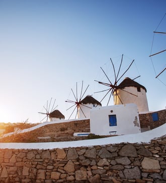 Windmills in Mykonos, Greece