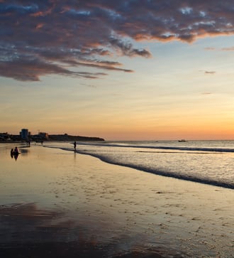 Sunset over Manta beach, Ecuador