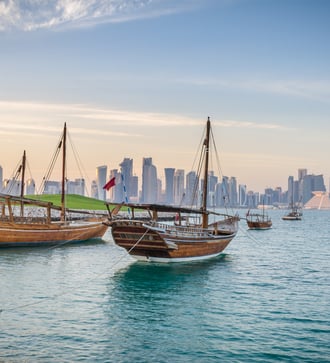 Dhows moored in Doha, Qatar