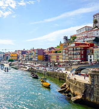 Old town embankment in Porto, Portugal