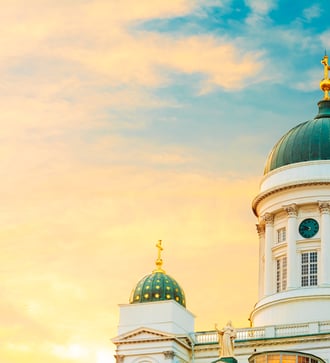 Helsinki cathedral at sunset