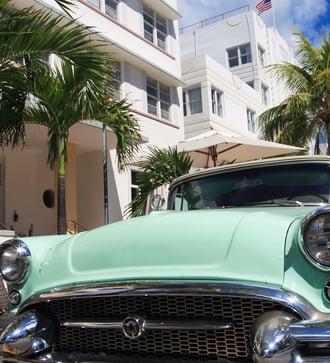Vintage car in South Beach, Miami