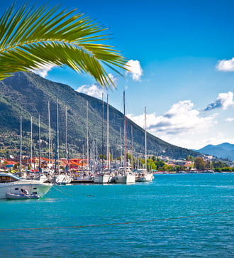 Nydri harbour on Lefkada island, Greece