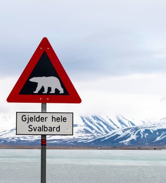 Polar bear warning sign, Svalbard archipelago