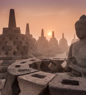 Sunrise over Borobudur, Indonesia