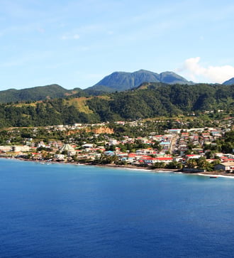View of Roseau, Dominica from the sea