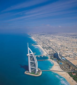 Aerial view of the Burj Al Arab, Dubai