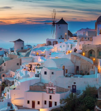 Sunset over Santorini, Greece